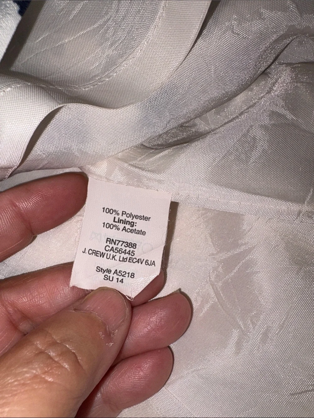 J. Crew Lined Cream Dress with Blue Floral Print EUC 6
